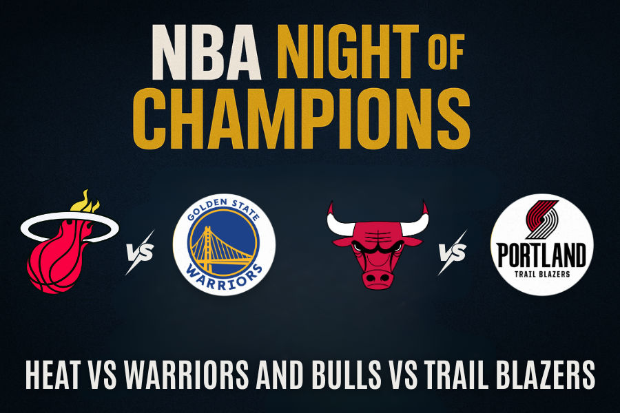 the official logos of gs warriors and miami heat and portland trail blazers and chicago bulls nba teams